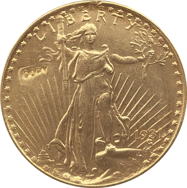 США 1931$20 St. Копия монеты с изображением гауденция