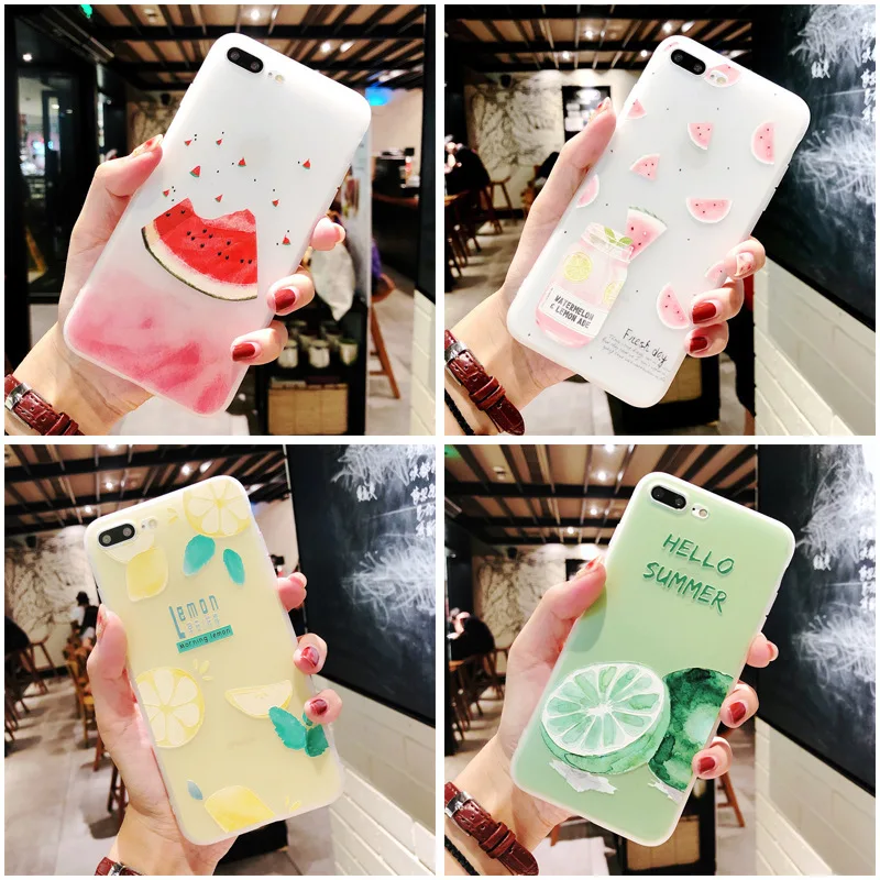 

Silicone Phone Case For iPhone 7 8 Plus X Summer Fruit Watermelon Pattern Back Cover For iPhone Xs XR 6 6S Plus Soft TPU Cases