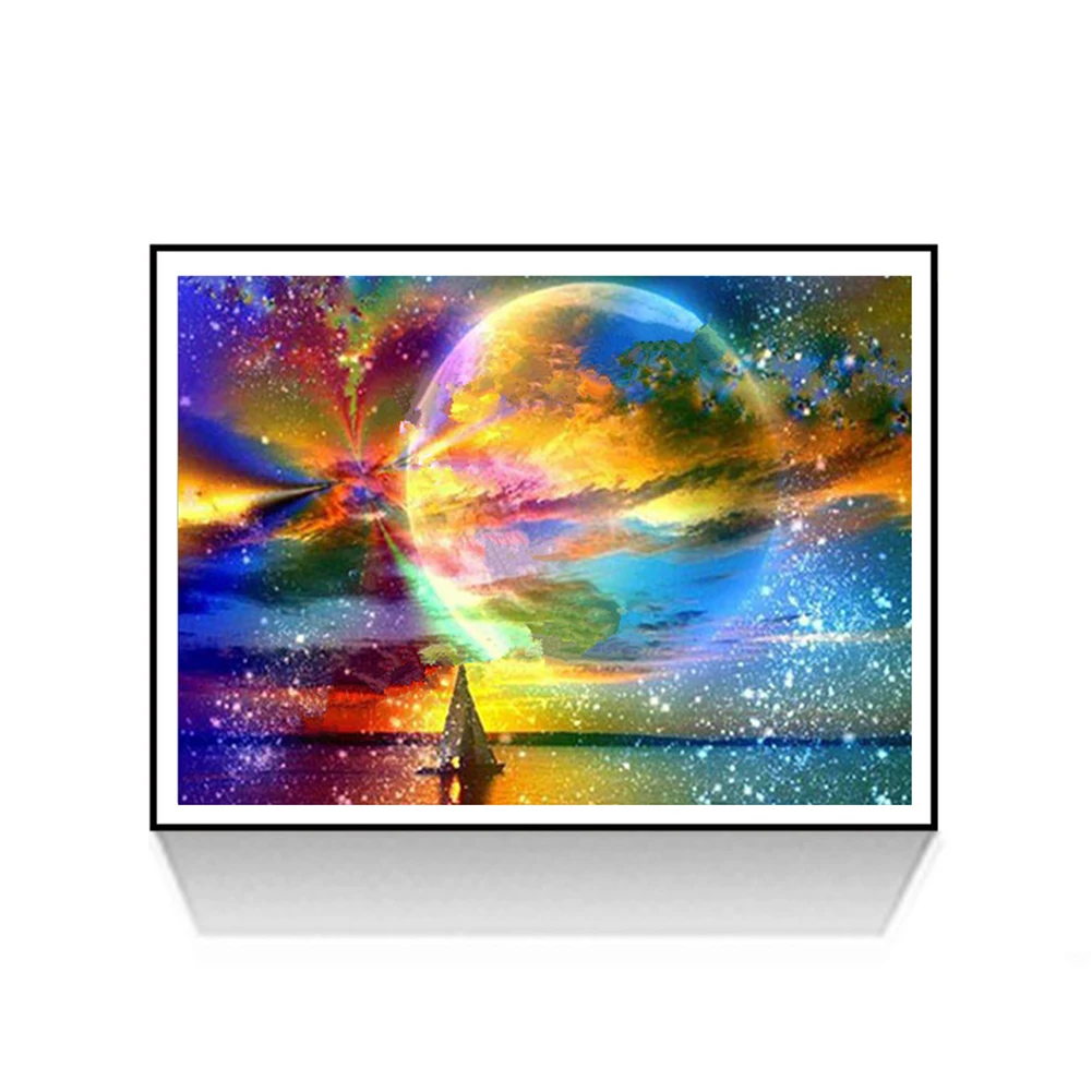 30*40cm Cross Stitch DIY Bedroom Home Decor Living Room Landscape Embroidery Moonlight 5D Starry Sky Diamond Painting | Дом и сад