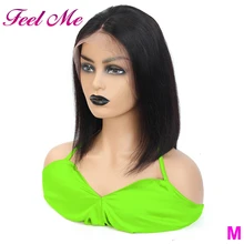 Афро перуанские короткие парики боб предварительно выщипанные с детскими волосами прямые кружевные передние человеческие волосы парики не Реми 130% средний коэффициент кружевные парики