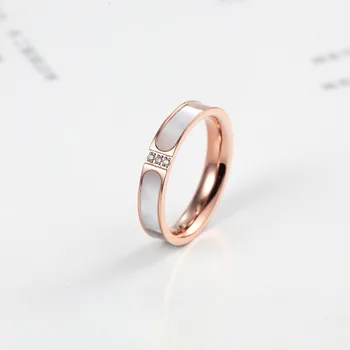 

shell rings fashion rose gold stainless steel black ceramic ring for women and men