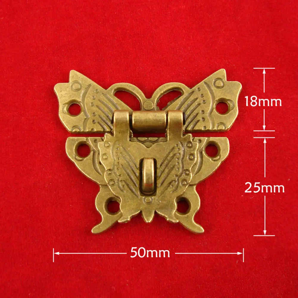 Ретро сплав защелка бабочка ловить деревянный ящик ювелирных изделий Чехол Hasp замок w/Винты