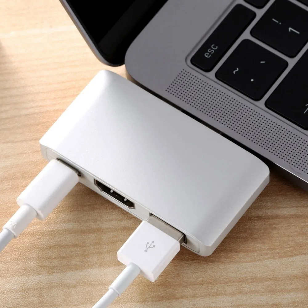 Двойной тип-c поворот HDMI три-в-одном адаптер преобразования для Apple ноутбук Mac поворот HD 4k адаптер Многофункциональный