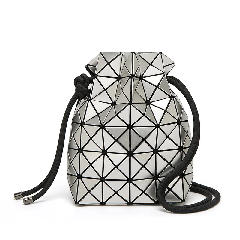 

Miyake Celebrity Style WOMEN'S Bag 2019 New Style Fashion Geometry Rhombus Pattern Folding Transformation Bucket Bag Single-shou