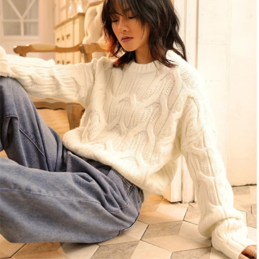

2019 New Solid Casual Korean Sweater Cute Bright Color Loose Style Fashion Autumn Pullovers Casual O-Neck Winter Clothes Women