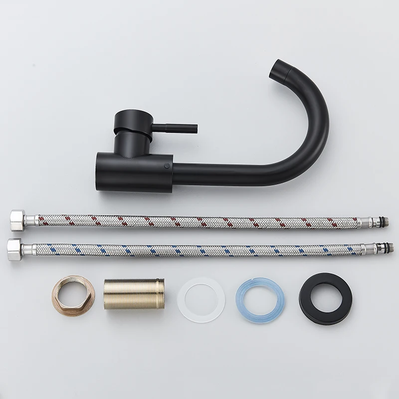 Basin Faucet 304 Stainless Steel Bathroom Hot Cold Wash Mixer Crane Tap 360 Rotation Single Handle