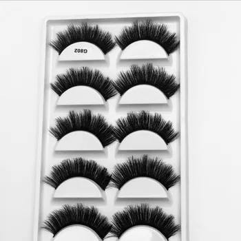 

3D mink eyelashes 5 pairs of long-lasting mink eyelashes natural plump eyelash extension thick 3D false eyelashes G802