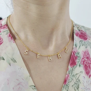 Custom Diamond Necklace, Pave Crystal Letter Necklace,Personalized Name Necklace ,diamond letter pendant necklace Jewelry - Image 3