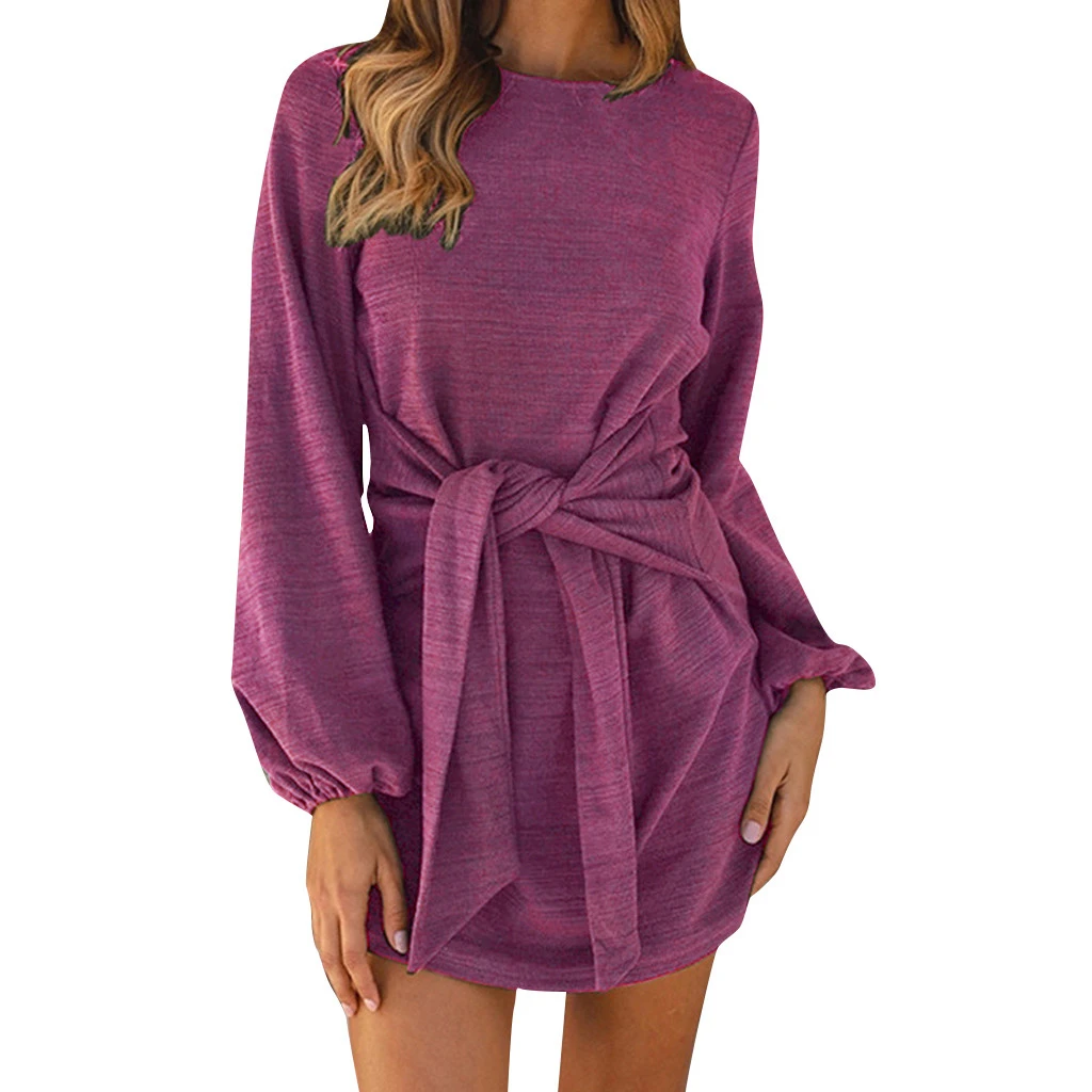 

2019 Winter Dress Women Sexy O-neck Elegant Slim Sheath Party Bow Dresses Warm Autumn Tight Buttocks Mini Dress Vestidos 828