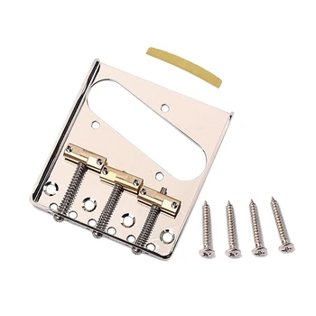 

1 Pcs 6 String Brass Gold Electric Guitar Bridge Nut & 1 Pcs Tele Electric Guitar Bridge with Saddles Bridge