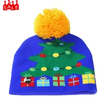 Рождественская ёлка, шапка для детей, родитель-ребенок, красочный Рождественский стиль, светодиодный светильник, вязаная шапка, шапочка, Hairball hat casquette# ZB