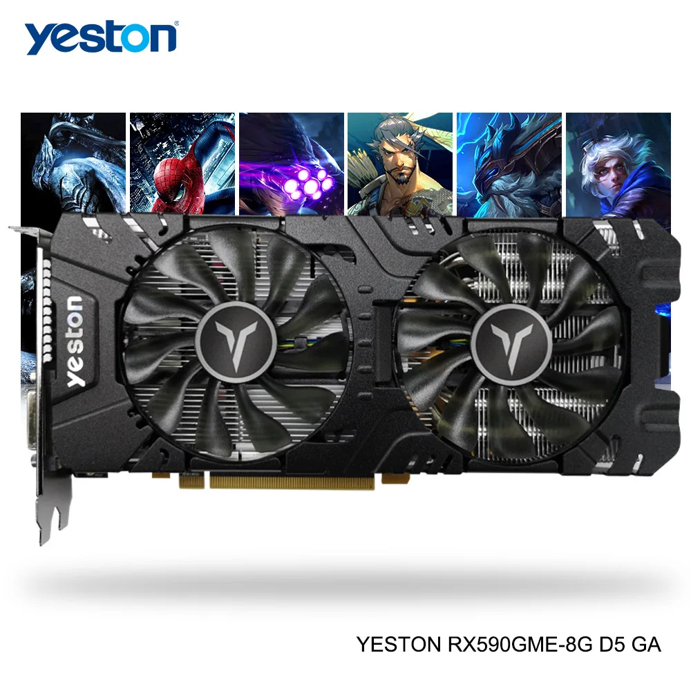 Yeston Radeon RX 590GME GPU 8 ГБ GDDR5 256bit игровой настольный компьютер ПК видеокарты Поддержка