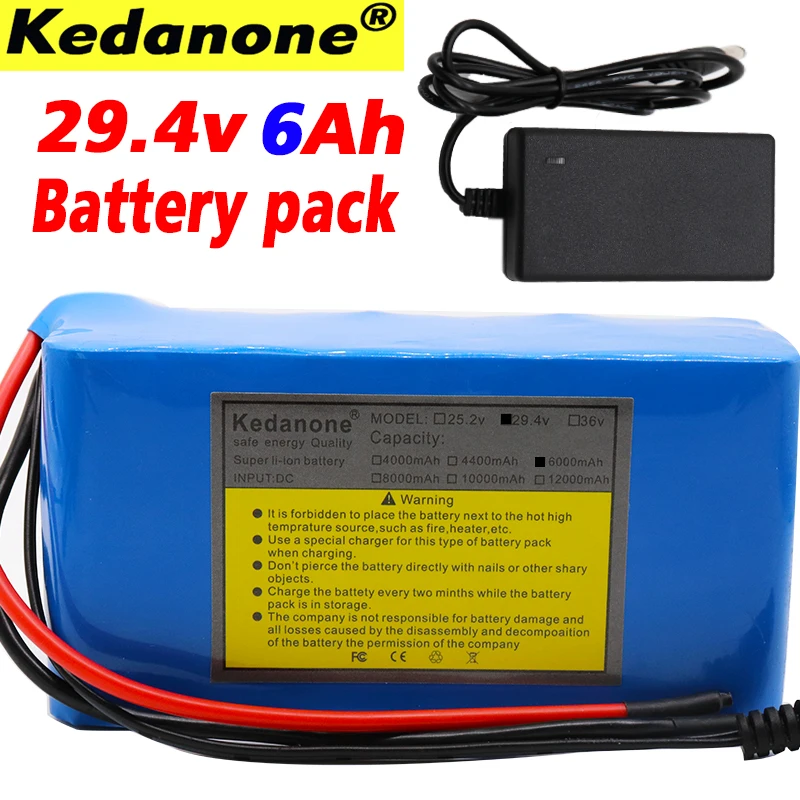 

High capacity 29.4V 6Ah 7S3P 18650 Battery li-ion battery pack 29.4v 6000mah Electric bicycle moped /Li-ion battery + Charger