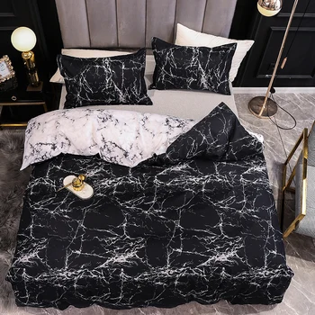 

Classic Bedding Sets Black Marbling Design Comforter Quilt Cover Duvet Set Double King Queen Double Single Size Pink Bed Linens