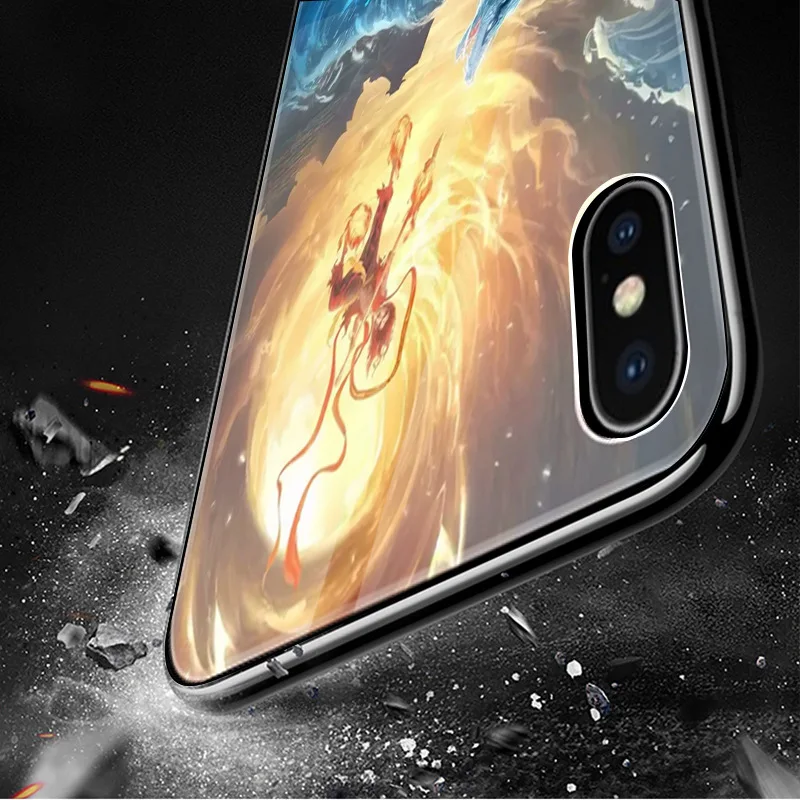 Для iPhone XS Max XR 6 6s 7 8 Plus X милый мультфильм NEZHA закаленное стекло бутик чехол Чехлы Fundas подарок