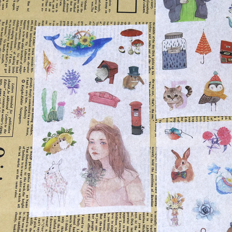 6PCS Scrapbooking stickers card making vintage flower plant animal sticker photo album decoration scrapbook material
