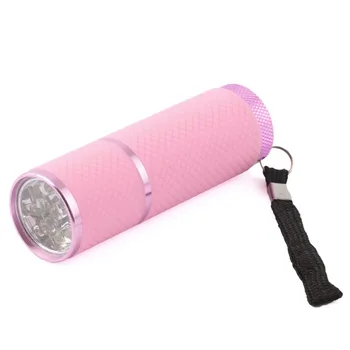 

Mini UV Gel Lamp Portability Nail Dryer LED Flashlight Currency Detector 9 LED Aluminum Alloy AAA Battery