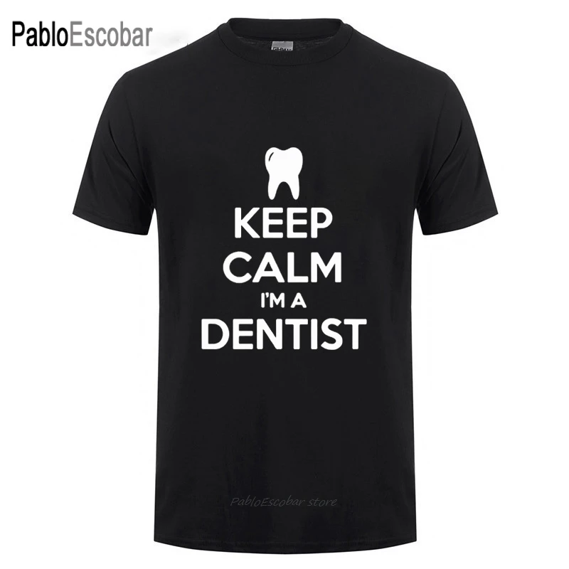 Keep Calm I'm A Dentist T Shirt Men O Neck Casual Summer Tops Tee Cotton T-Shirt Funny Birthday Gift For Dental Tshirt | Мужская