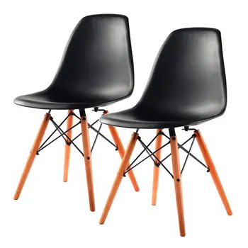 

COSTWAY 2PCS Mid Century Modern Style Dining Side Chair Wood Legs
