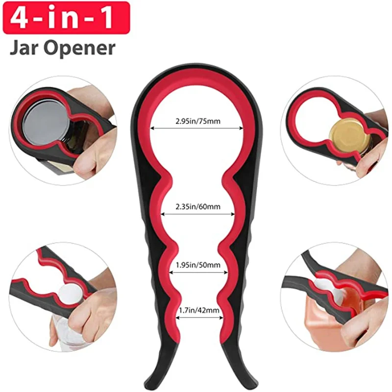 Multifunctional 6-in-1 Bottle and Jar Opener with Non-Slip Grip