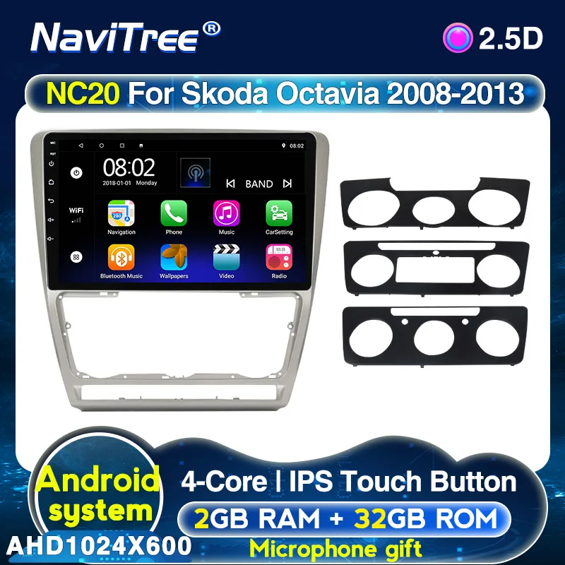 Android 10 Автомобильный мультимедийный GPS DVD стерео плеер для Skoda Octavia 2008 2009-2013 2 32G 2din
