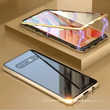 Oppselve 360 двусторонний стеклянный Магнитный чехол для samsung Galaxy S10 S9 S8 Plus+ задняя крышка из закаленного стекла на магните