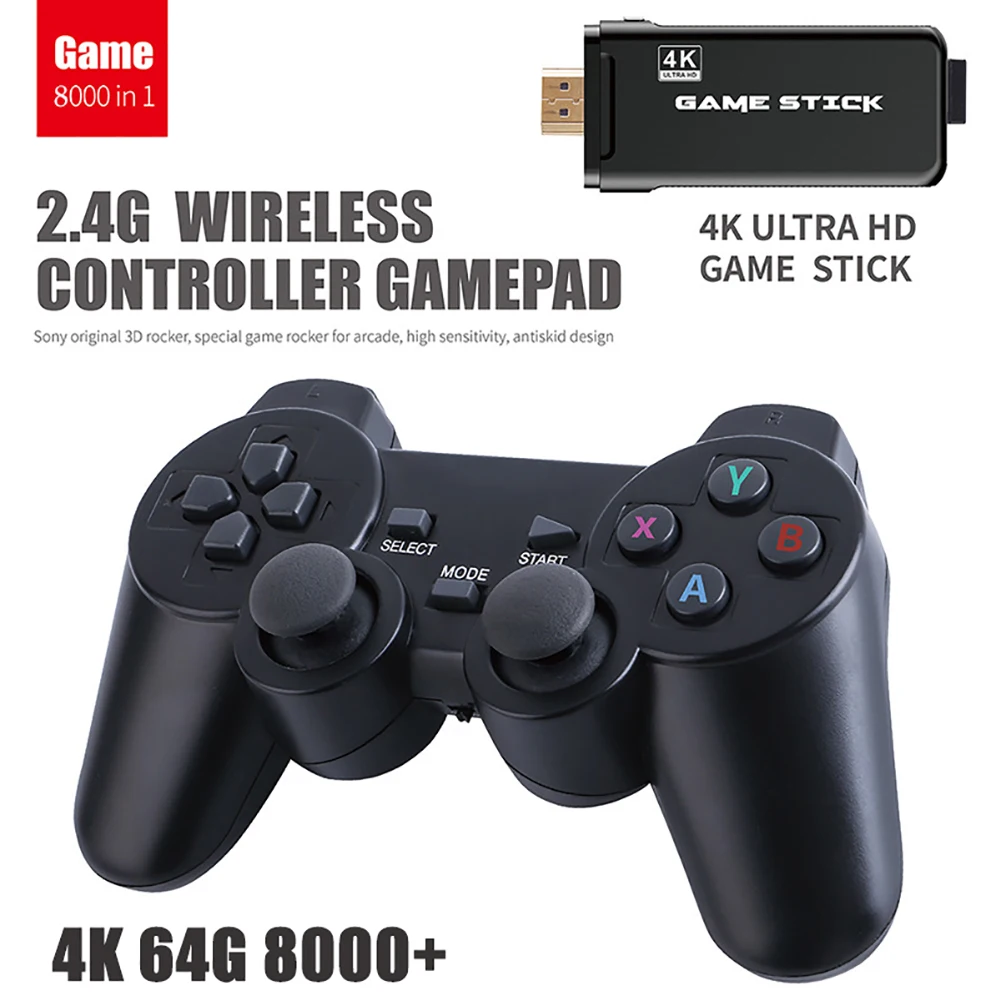 Портативная ТВ видеоигровая консоль 4K 1 пара 2 4G беспроводной контроллер геймпад