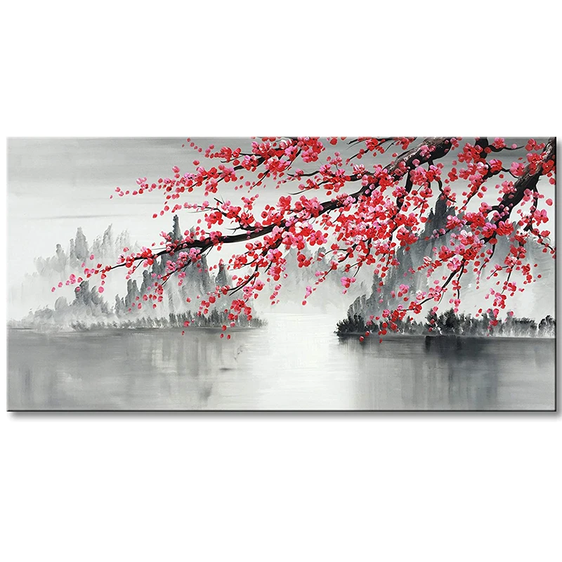 

Chinese artist hand-painted oil painting plum blossom interior painting on the wall living room bedroom wall chart
