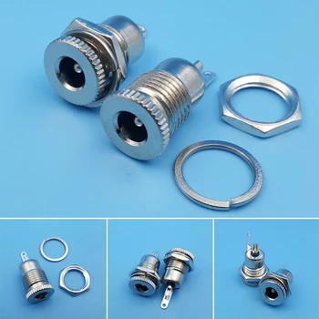 

10Pcs Metal 5.5 x 2.1mm DC Power Female Jack Panel 11mm Mount Socket Connector Vertical charging Power socket DC 30V 5A