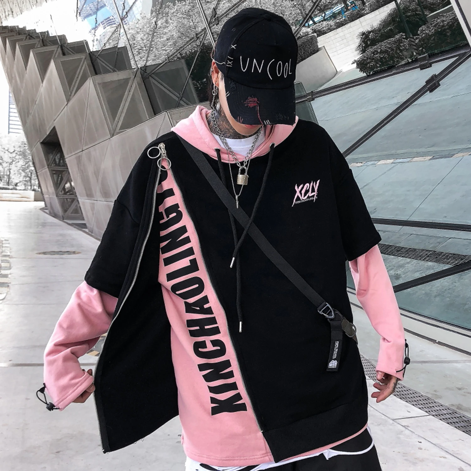Aelfric Eden поддельные из двух частей с буквенным принтом Мужские толстовки Harajuku повседневные хлопковые толстовки уличная хип хоп Модный пуловер