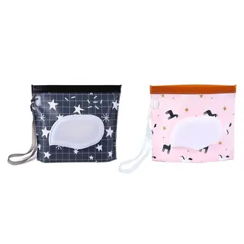 

Eco-friendly Wet Wipe Tissue Lid Bag Portable Practical Waterproof Easy to Clean Travel Clamshell Snap-strap Wipes Container