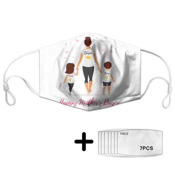 

Happy Mother's Day Print Comfortable Face Mouth Mask With 7 Filters Adults Non-disposable Mascaras PM2.5 Activated Carbon Masks