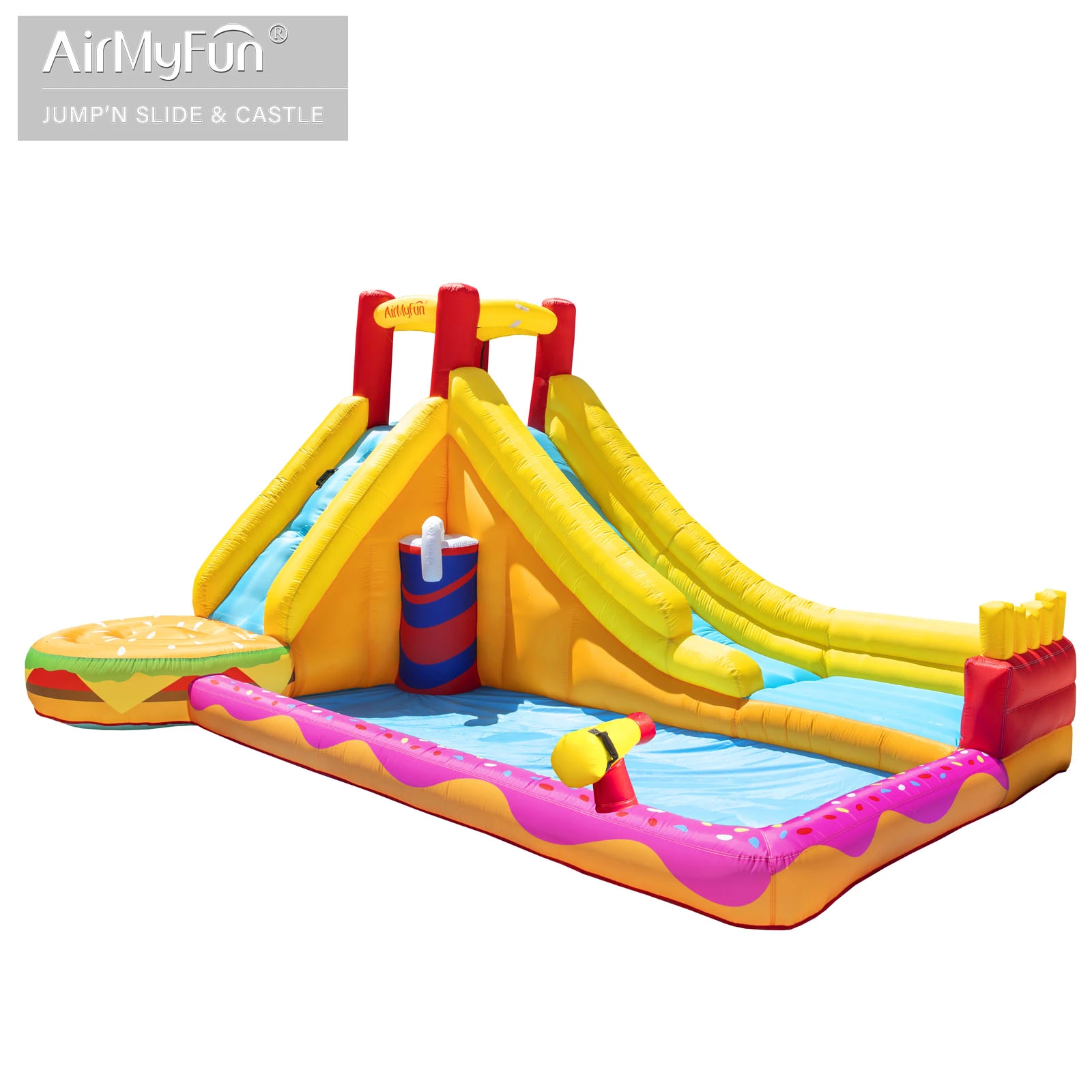 Castillo inflable agua con tobogán niños, juego de patatas fritas, oferta|Castillos inflables| - AliExpress