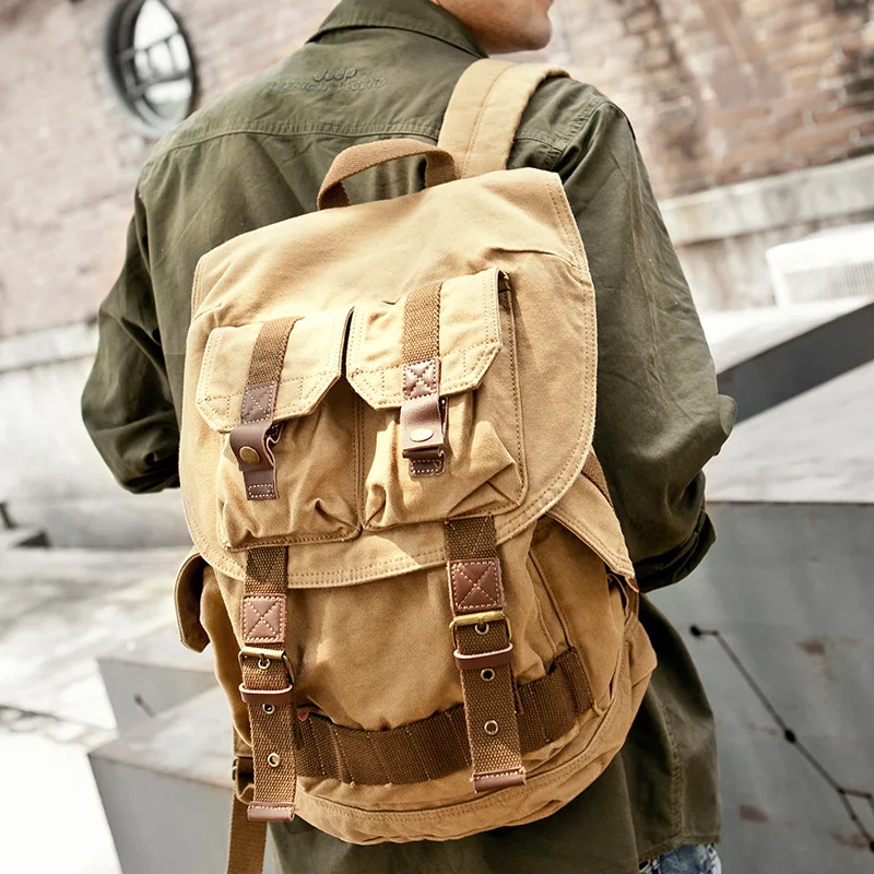 Mannen Outdoor Canvas Rugzak Reizen Bagage Camping klimmen zak Wandelen Trekking Rugzak Grote capaciteit multi-pocket Rugzak Mannen Outdoor Canvas Rugzak Reizen Bagage Camping klimmen zak Wandelen Trekking Rugzak Grote capaciteit multi-pocket Rugzak