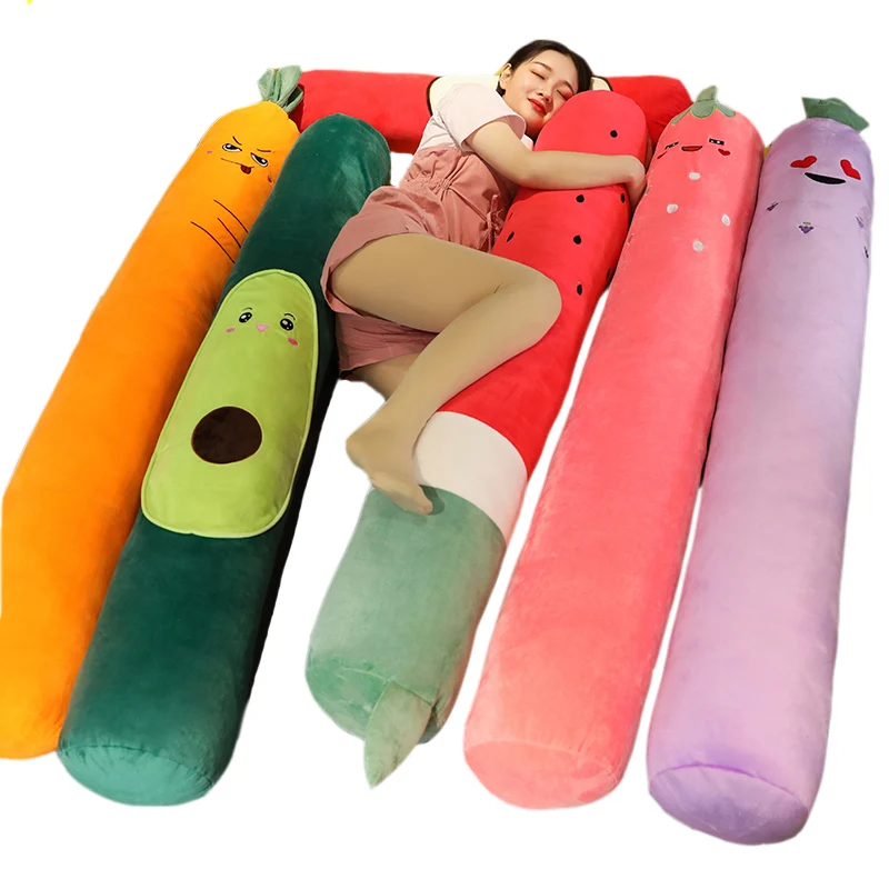 

100-160CM Cartoon Dragon Fruit Long Plush Pillow Carrot Strawberry Sleeping Cushion Kids Pregnant Woman Leg Pillow Washabl