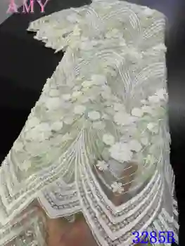 

Hot Sale Beaded Lace Fabrics African French Tulle Mesh Lace Fabric Luxury Heavy Handmade Beads Lace Nigerian Net Lace AMY3285B