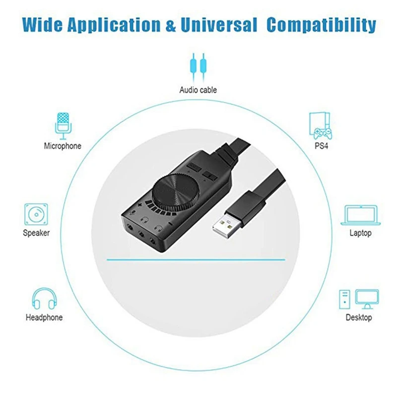 7.1CH USB внешняя звуковая карта 3 5 мм микрофон гарнитура 2 в 1 аудио конвертер с