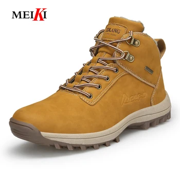 

MEIKI Snow boots classic heels suede women winter boots warm fur plush Insole ankle boots women shoes hot lace-up shoes woman