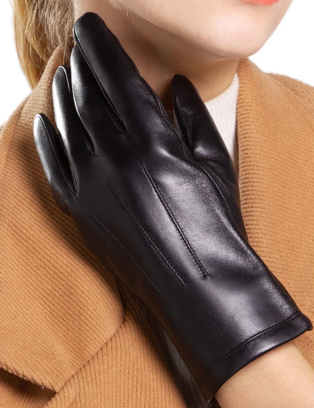

FEIQIAOSH Fine design Genuine leather gloves for women Cashmere warm Winter soft leather touch screen gloves Birthday party gift