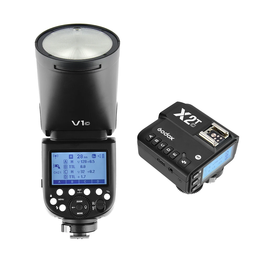 Godox V1C профессиональная вспышка для камеры Speedlite+ X2T-C E-TTL II Flash Trigger беспроводной 2,4G для Canon EOS 1500D 3000D 5D Mark lll