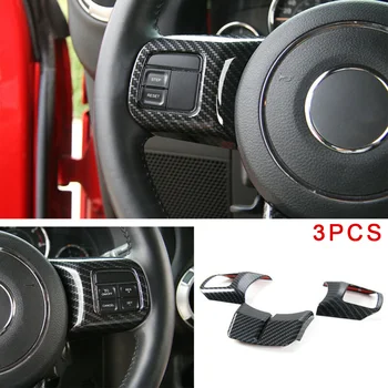 

3pcs/Set Steering Wheel Cover Decor Trim Black For Jeep Wrangler JK 11-17
