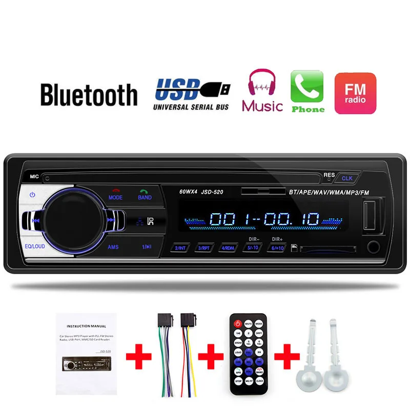 Авторадио 12 В Автомагнитола Bluetooth 1 din автомобильный стерео плеер телефон AUX-IN MP3
