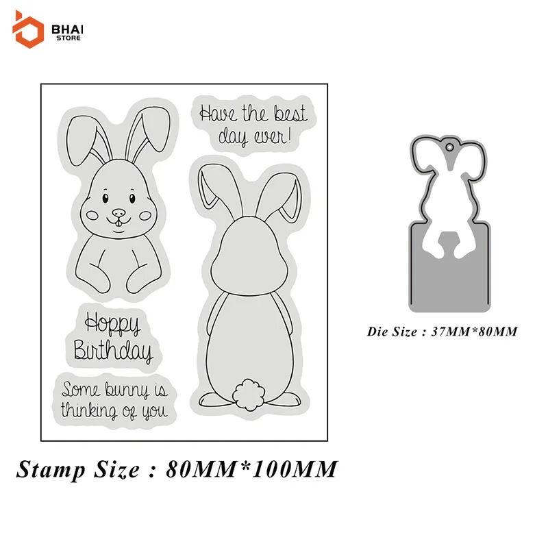

2021 New Arrivals Bunny Card Tags Metal Cutting Dies and Stamps for DIY Scrapbooking Photo Album Decorative Embossing DIY Paper