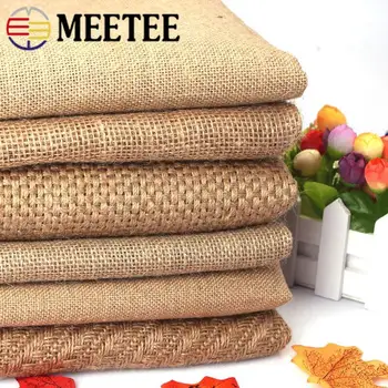 

Meetee 50X150cm Natural Burlap Cloth Mesh Linen Textile Fabric for Bags Placemats Tablecloth Background Decor DIY Accessories