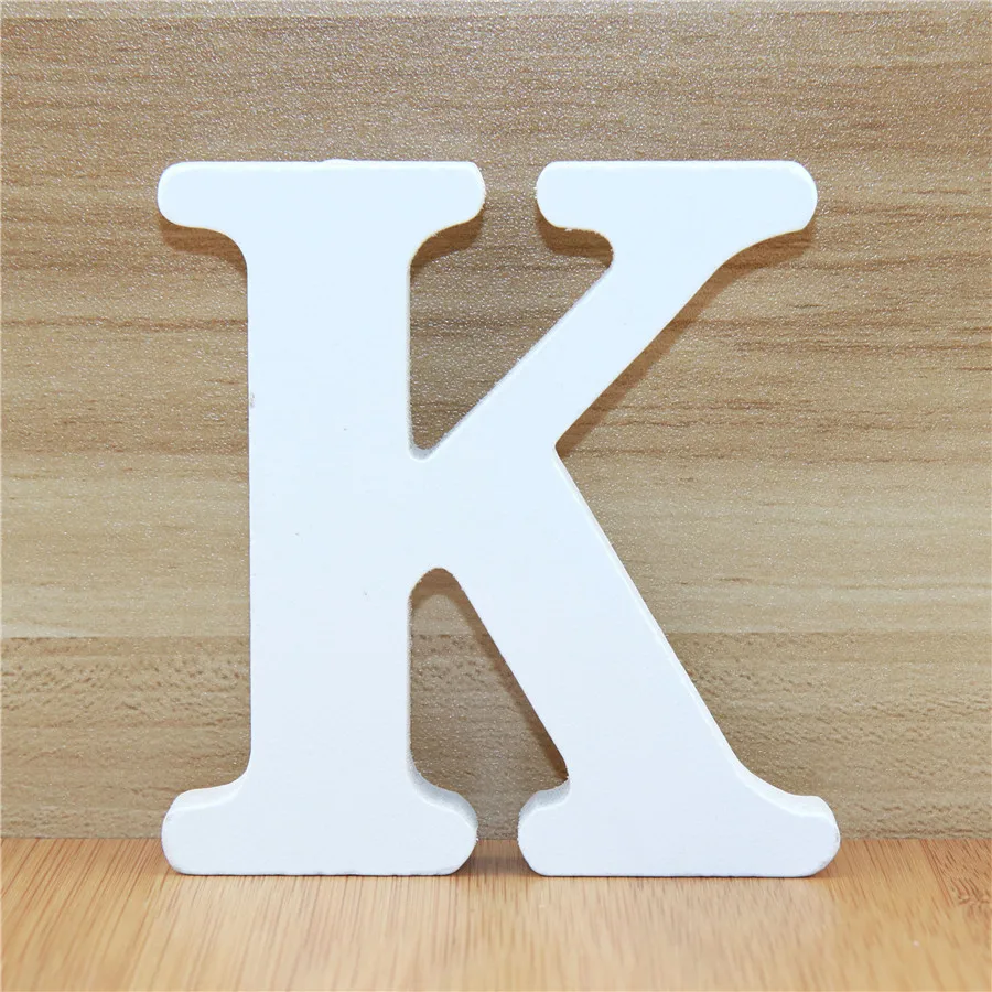 K 1 шт., 10 см, деревянные буквы, алфавит, имя, дизайн, художественные поделки, белые буквы, вечерние, свадебные, домашний декор, стоячие, сделай сам, слово, 3,94 дюймов - Цвет: K