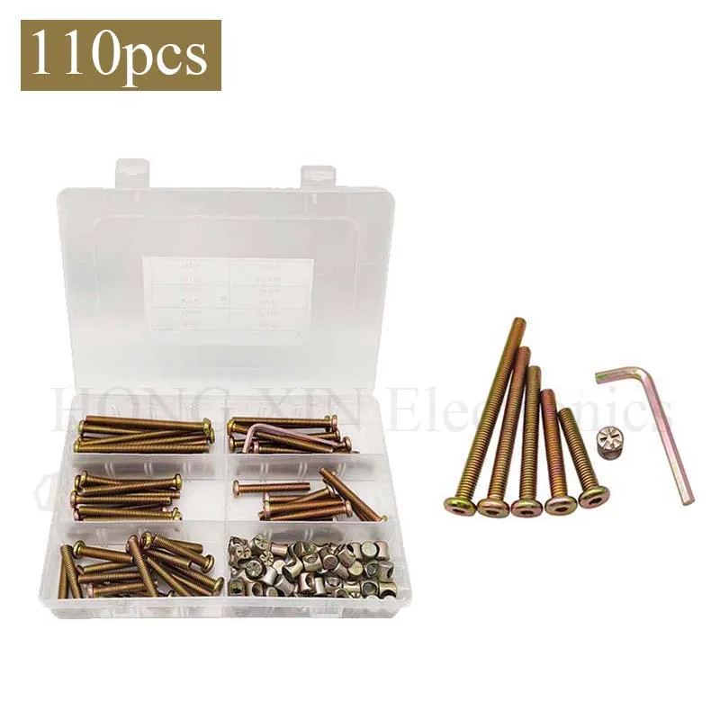 15 PCS M6 Bolts Nuts Hex Socket Cap Screws Kit Replacement Kit for Crib Bunk Bed Industrial