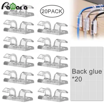

20PCS/set Transparent Wire Cable Clips Organizer Cable Clamp Management Holder USB Charging Data Line Cable Winder With 3M glue