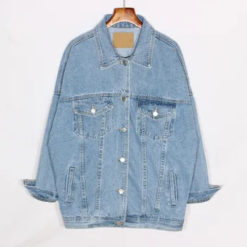

2020 Autumn Oversized Loose Vintage Mid Long Denim Jacket Women Outerwear Long sleeve Jeans Jackets Chaqueta Mujer Coat Female