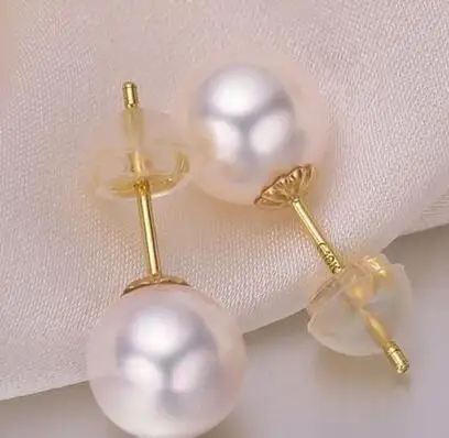 

good noble jewelry pair of 10-11mm round south sea white pearl earring 18k