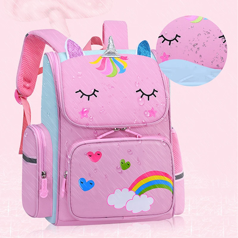 Book-Bag Satchel Knapsack Girls Kids Children Rainbow-Design New Cute 3D Backpack
